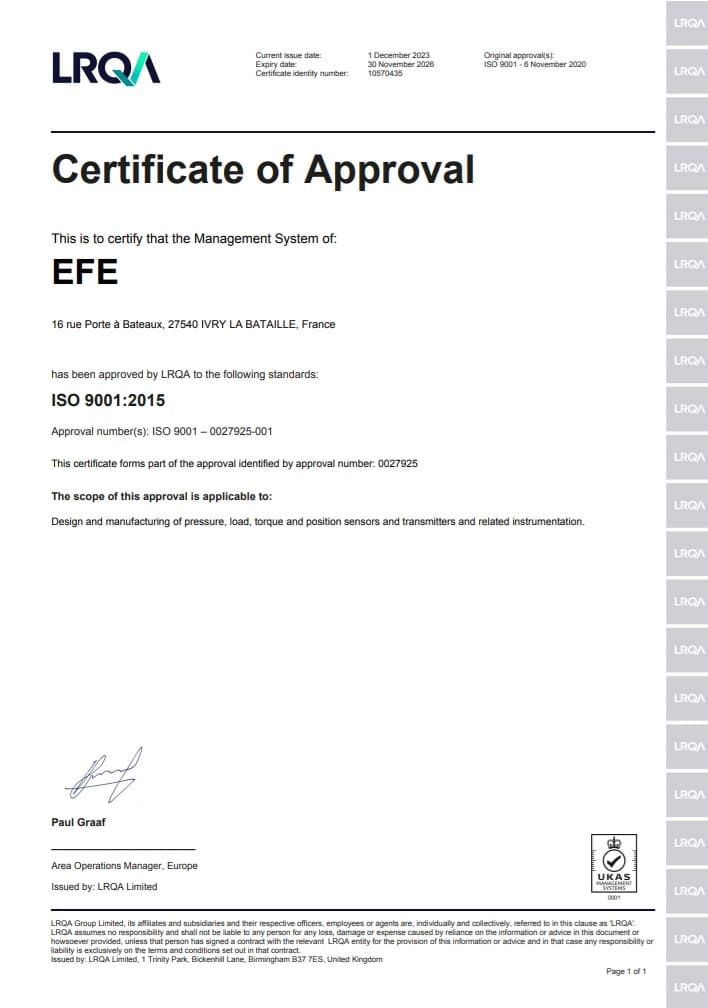EFE_ISO9001-GB_2023 ISO 9001 certificate of EFE